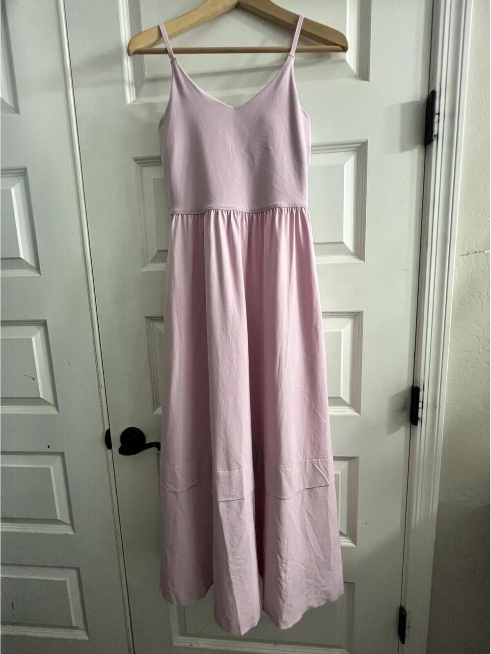 Athleta Elation V -Neck Hybrid Midi Active Dress Pink Sz XS - Picture 2 of 9